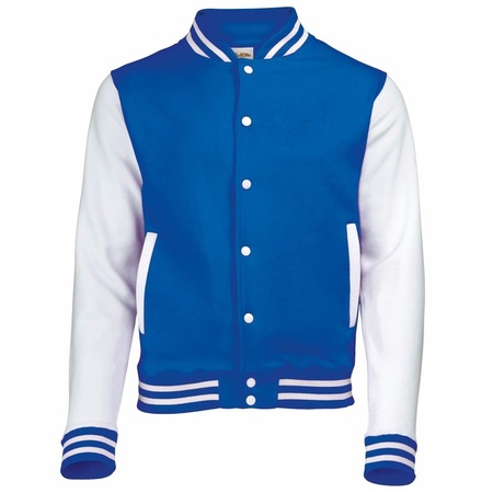 Blauw met wit college jacket voor heren