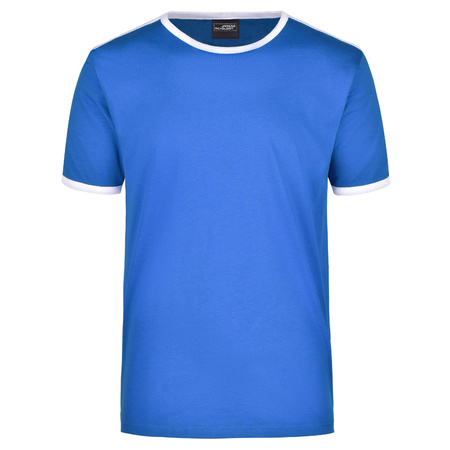 Blauw met wit heren t-shirt