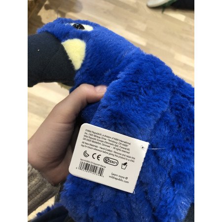 Blauw/paarse Macaw papegaai knuffel 30 cm