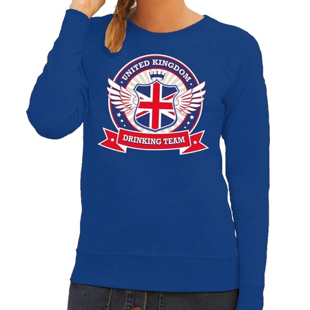 Blauw United Kingdom drinking team sweater dames