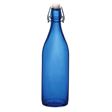Blauwe giara flessen met beugeldop 30 cm van 1 liter