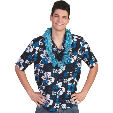 Toppers - Blauwe Hawaii thema verkleed blouse overhemd Honolulu