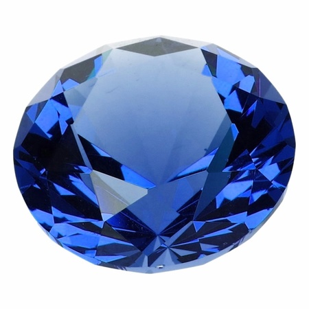 Blauwe nep diamant 4 cm van glas