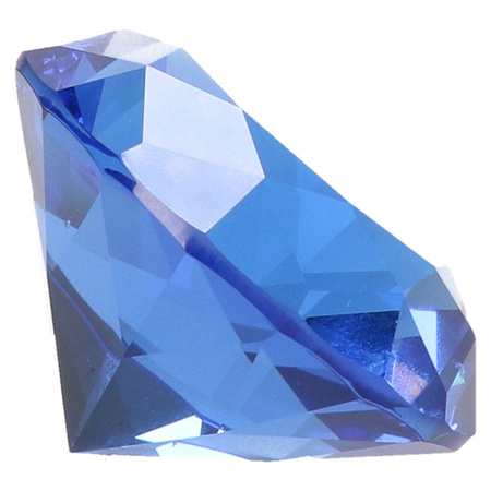 Blauwe nep diamant van glas 5 cm