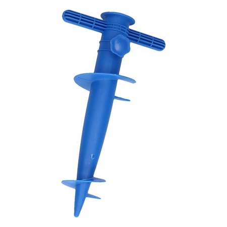 Blue parasol holder for in the ground 30 cm