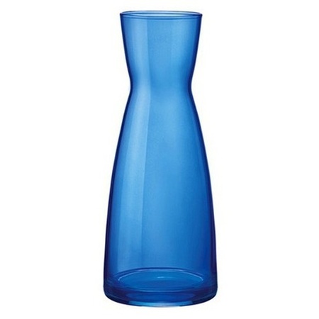 Blauwe zandloper vaas glas 20 cm