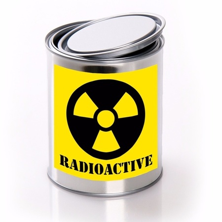 Tin can with radioactive subtance