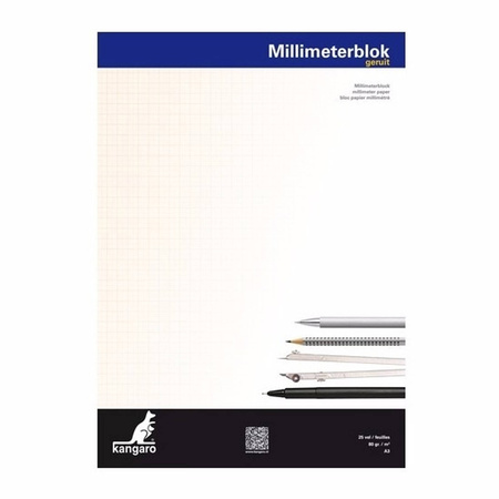 Blok millimeter papier A3 - 25x grote vellen - ruitjes papier