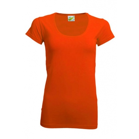 Bodyfit oranje dames t-shirt