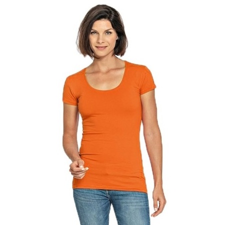 Bodyfit oranje dames t-shirt