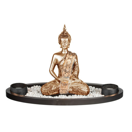 Boeddha beeld voor binnen 33 cm met 24x geurkaarsen Cotton Blossom