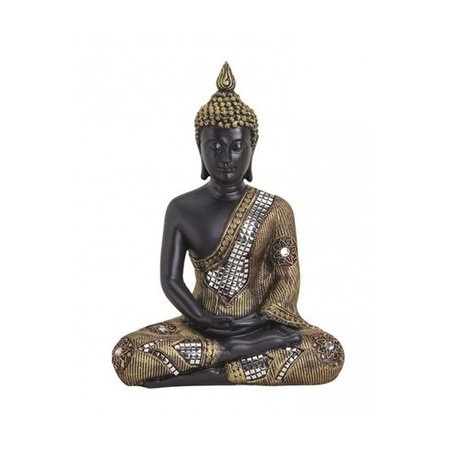 Buddha statue black/gold sitting 27 cm