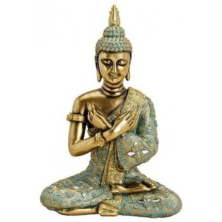 Buddha statue gold/green 33 cm home decoration