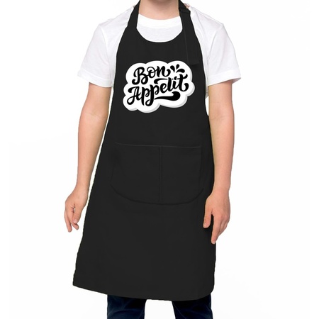 Bon appetit kitchen apron black for children / kids