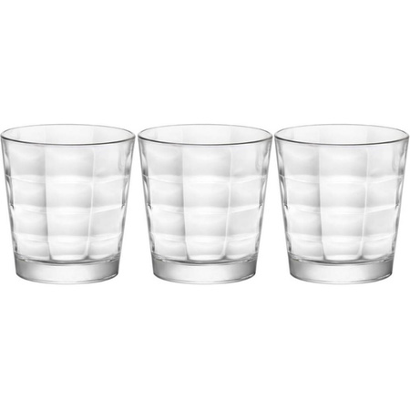 3x Cube water glasses - 240 ml - transparent