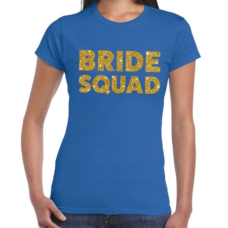 Bride Squad gouden glitter tekst t-shirt blauw dames