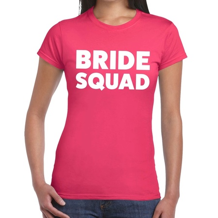 Bride Squad tekst t-shirt roze dames