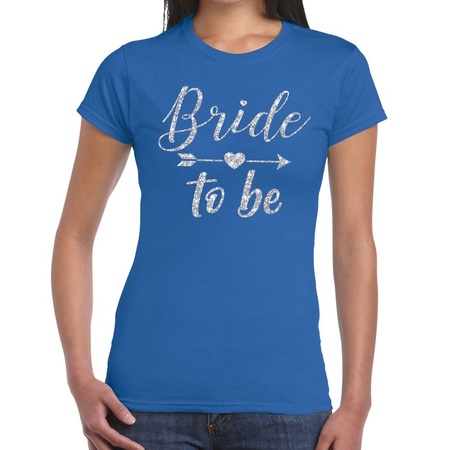 Bride to be Cupido zilver glitter t-shirt blauw dames