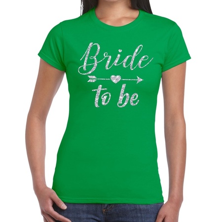Bride to be Cupido silver glitter t-shirt green women