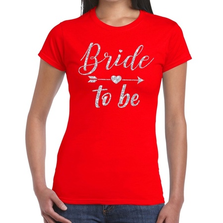 Bride to be Cupido silver glitter t-shirt red women