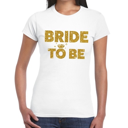 Bride to Be glitter tekst t-shirt wit dames