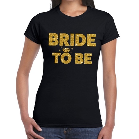Bride to Be glitter tekst t-shirt zwart dames