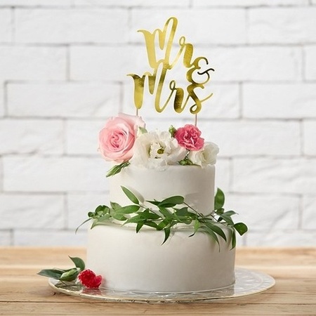 Wedding cake topper Mr & Mrs gold 25 cm