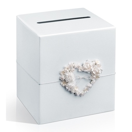 Envelope box with heart - white - 24 x 24 cm