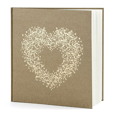 Bruiloft gastenboek met gouden hart