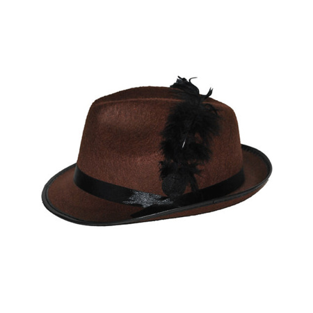 Brown/black Tyrolean hat dress up accessory for adults
