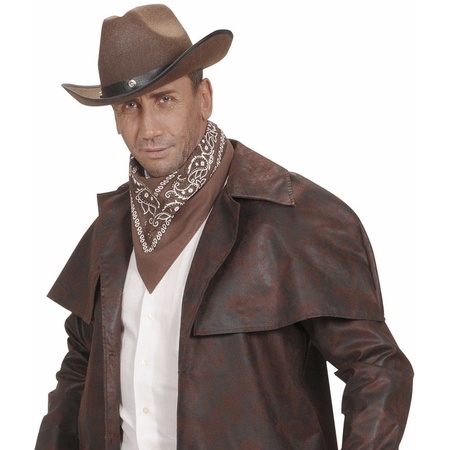 Brown cowboy bandana handkerchief 55 x 55 cm