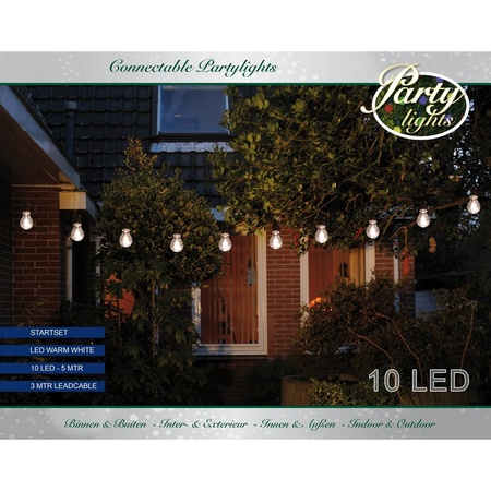 Outdoor party lights string warm white bulbs 5 meter