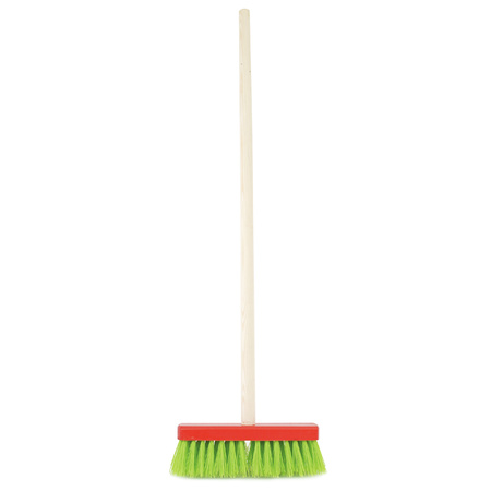Outside children's broom green with wooden handle 80 cm
