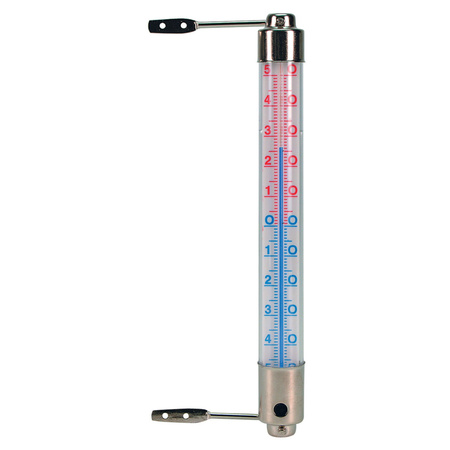 Buiten kozijnthermometer transparant van metaal 2.5 x 20 cm