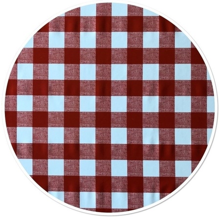 Tafelkleed/tafelzeil boeren ruit rood 160 cm rond met 4 klemmen