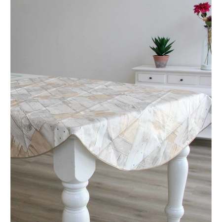 Buiten tafelkleed/tafelzeil houten planken print 160 cm 
