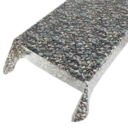 Tafelkleed/tafelzeil stenen motief 140 x 245 cm met 4 klemmen