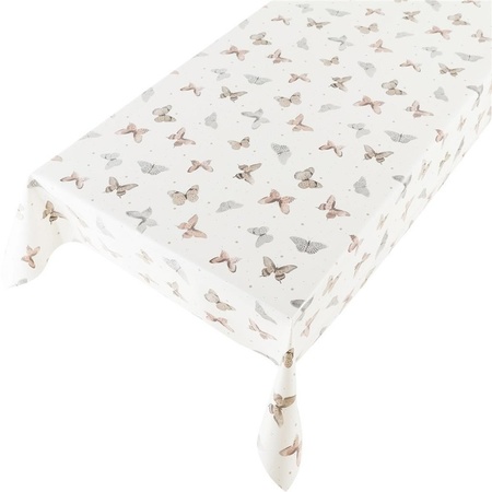 Outdoor tablecloth  white/pink butterfly print 140 x 245