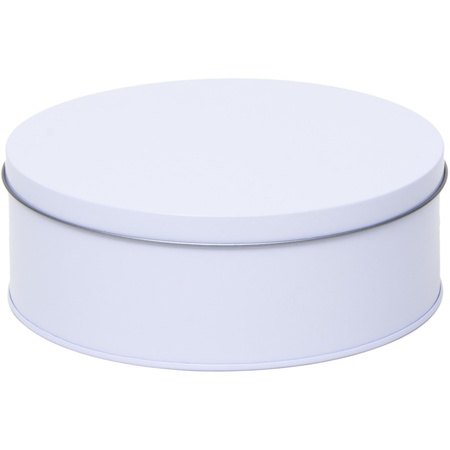 Gift white round storage tin 1 years 18 cm