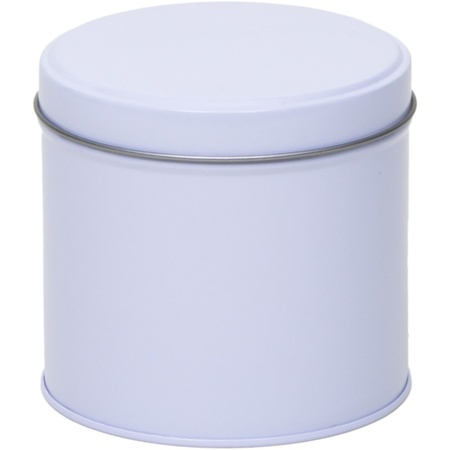 Gift white round storage tin 8 years 10 cm
