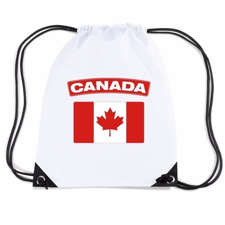 Canada nylon rugzak wit met Canadese vlag