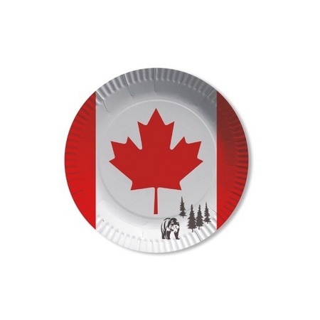 Canada flag theme disposable plates 16x pieces