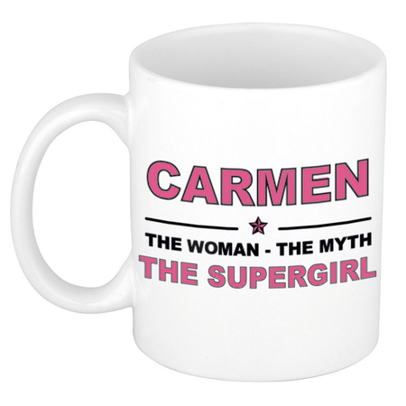 Carmen The woman, The myth the supergirl cadeau koffie mok / thee beker 300 ml
