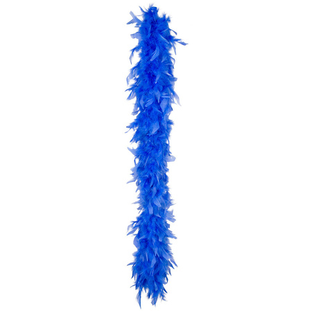 Carnaval verkleed boa met veren - blauw - 180 cm - 50 gram - Glitter and Glamour