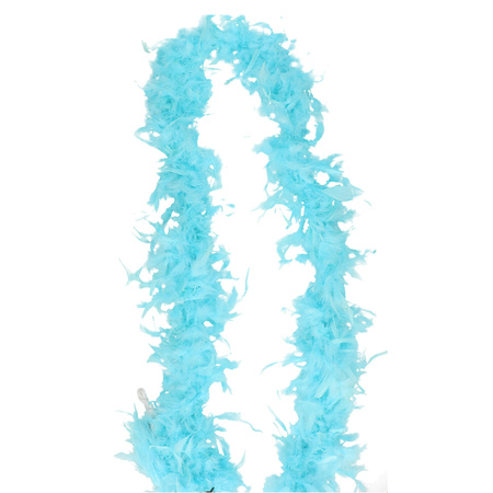 Carnaval verkleed boa met veren - ijsblauw - 180 cm - 45 gram - Glitter and Glamour