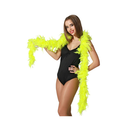 Carnaval verkleed boa met veren - neon geel - 180 cm - 45 gram - Glitter and Glamour