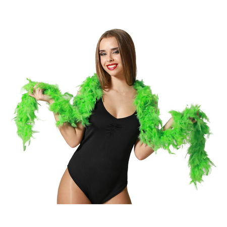 Carnaval verkleed boa met veren - neon groen - 180 cm - 45 gram - Glitter and Glamour