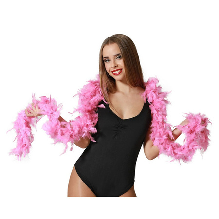 Carnaval verkleed boa met veren - roze - 180 cm - 45 gram - Glitter and Glamour