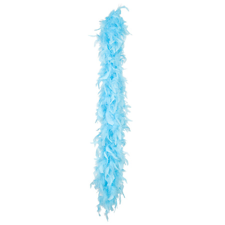 Carnaval verkleed boa met veren - turquoise blauw - 180 cm - 50 gram - Glitter and Glamour