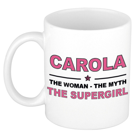 Carola The woman, The myth the supergirl cadeau koffie mok / thee beker 300 ml
